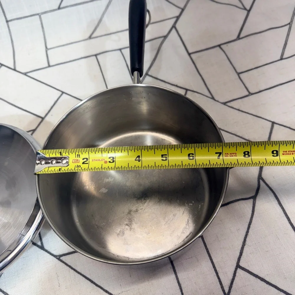 Revere Ware Saucepan 2 Quart Silver Copper Clad Bottom Vintage Stainless Steel